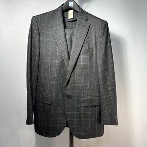 NWT CORNELIANI 100% Virgin Wool Dark Grey Windowpane Plaid Suit 50R